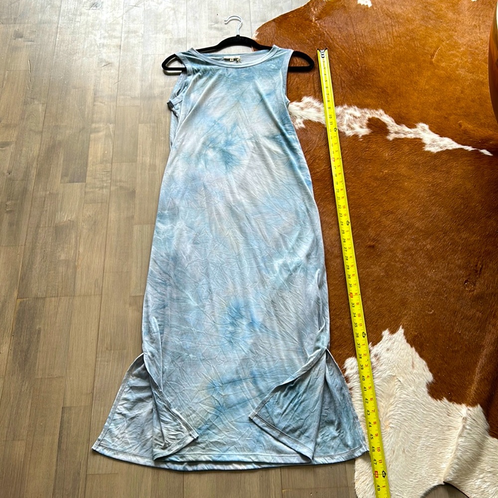 Tags on never worn Small La Miel Blue Tie Dye maxi dress with small side slits